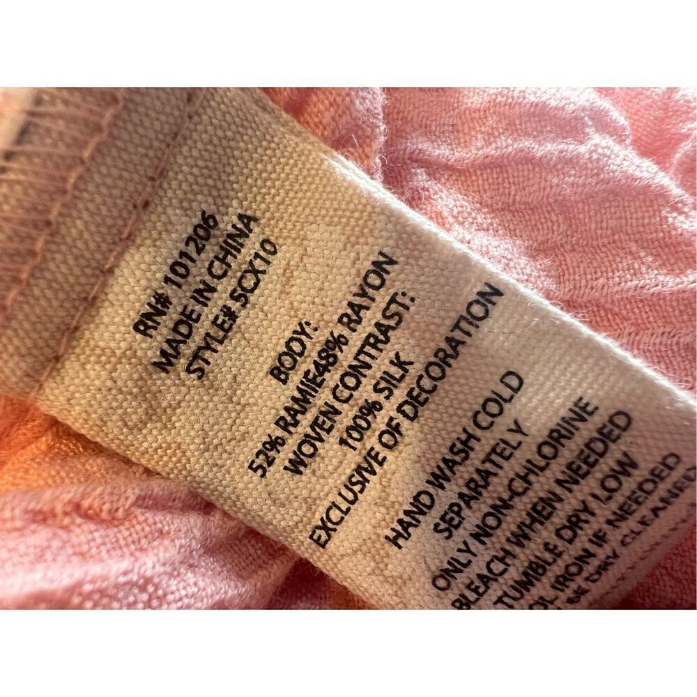 Soft surroundings 3xl layered peach orange embroidered overlay Lagenlook top - Picture 6 of 7